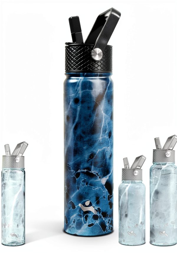 Konokyo Insulated Water Bottle Stainless Steel Marble Ocean-4