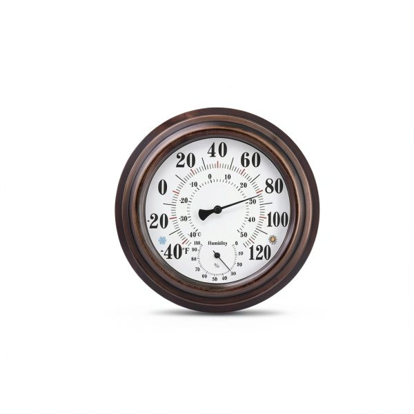 Generic Analog Thermometer Hygrometer Bronze Outdoor Indoor-4