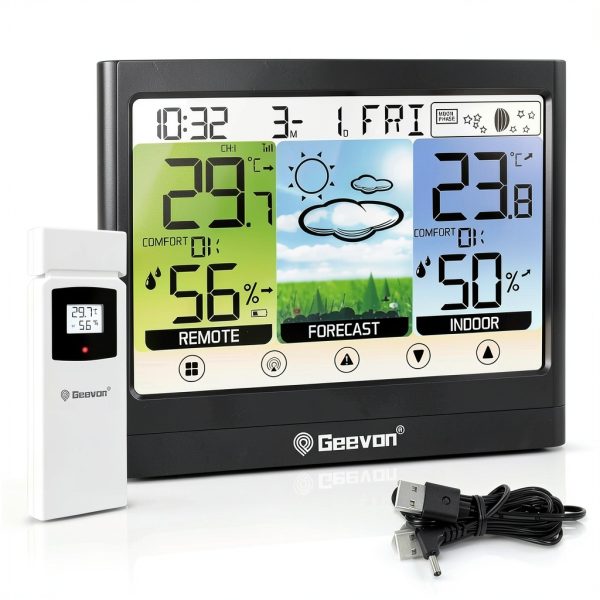 Geevon Weather Station Wireless Indoor Outdoor Thermometer-0