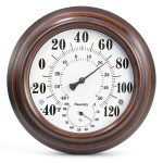 Generic Analog Thermometer Hygrometer Bronze Outdoor Indoor-0