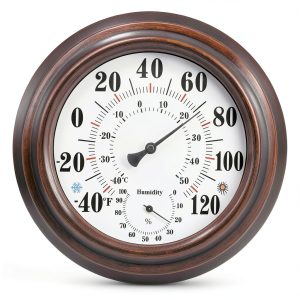 Generic Analog Thermometer Hygrometer Bronze Outdoor Indoor-0
