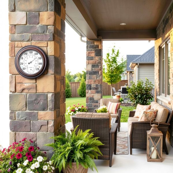 Generic Analog Thermometer Hygrometer Bronze Outdoor Indoor-1