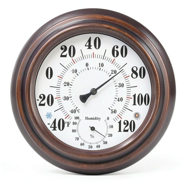 Generic Analog Thermometer Hygrometer Bronze Outdoor Indoor-3