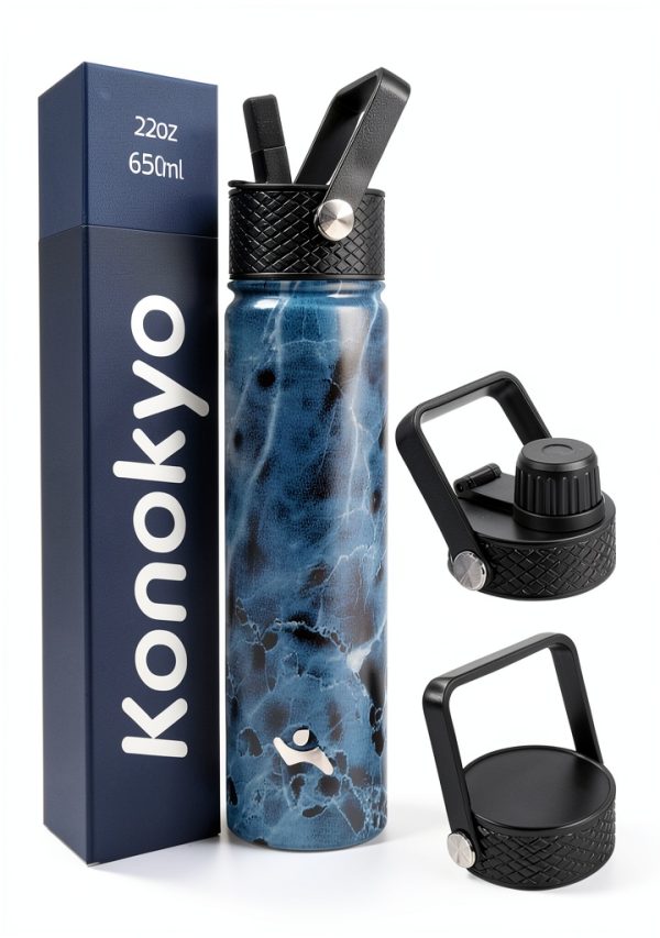 Konokyo Insulated Water Bottle Stainless Steel Marble Ocean-0