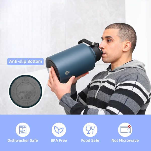 BJPKPK Insulated Water Bottle Stainless Steel 64oz Gray-4