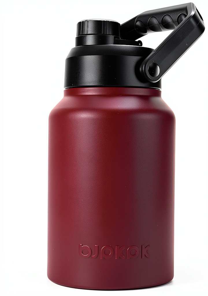 BJPKPK insulated water bottle in brick red color on a hiking trail