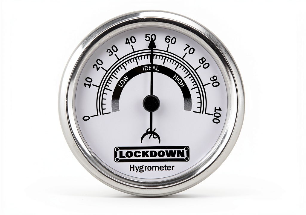 Lockdown hygrometer mounted inside a gun vault