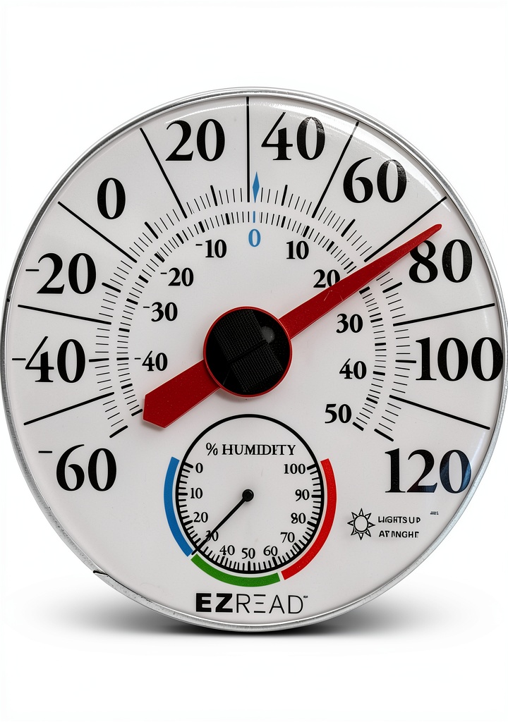 EZRead outdoor hygrometer mounted on a garden fence