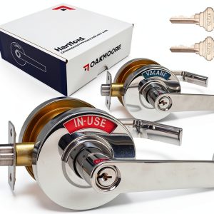 Keyed Entry Commercial Door Handle Chrome | Heavy Duty Commercial Door Locks with Indicator | Restaurant, Store, Hospital, Warehouse | Locking Occupied Door Lever Lock with Key Chrome-0