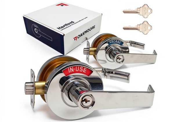 Keyed Entry Commercial Door Handle Chrome | Heavy Duty Commercial Door Locks with Indicator | Restaurant, Store, Hospital, Warehouse | Locking Occupied Door Lever Lock with Key Chrome-0