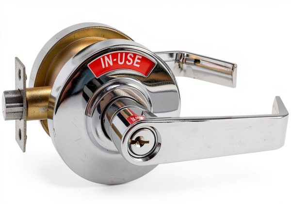 Keyed Entry Commercial Door Handle Chrome | Heavy Duty Commercial Door Locks with Indicator | Restaurant, Store, Hospital, Warehouse | Locking Occupied Door Lever Lock with Key Chrome-2
