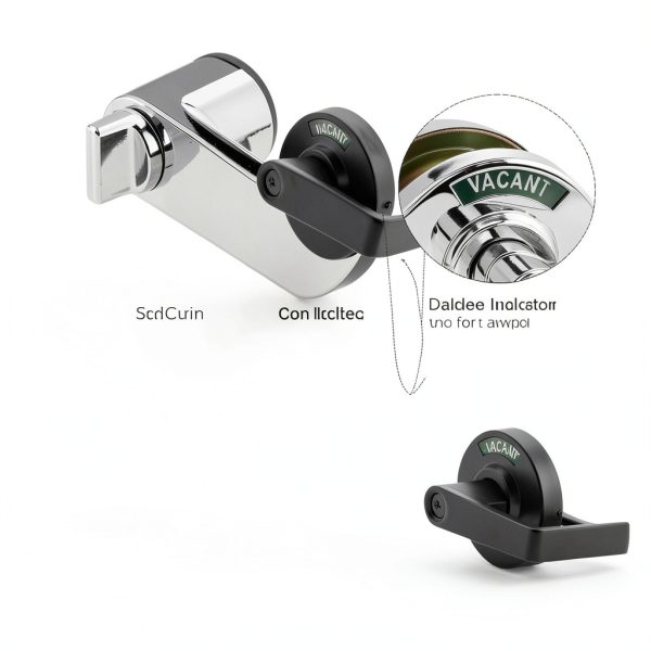 Keyed Entry Commercial Door Handle Chrome | Heavy Duty Commercial Door Locks with Indicator | Restaurant, Store, Hospital, Warehouse | Locking Occupied Door Lever Lock with Key Chrome-1
